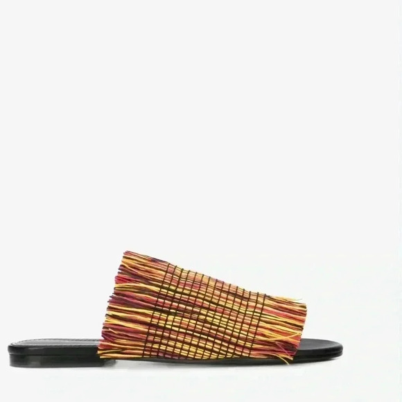 NIB Proenza Schouler Fringe Slides Shoes Sandals Black EU 38 US 7 1/2 - Picture 1 of 9